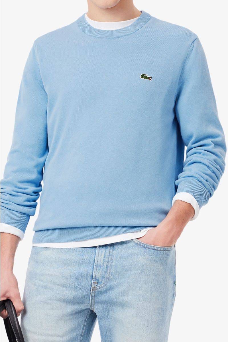 Pullover girocollo monocromatico in cotone LACOSTE