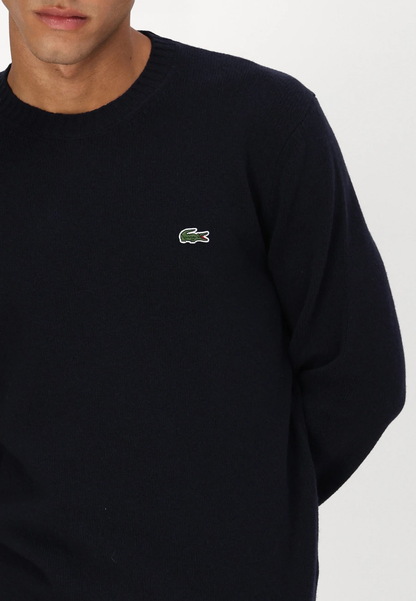 Pullover girocollo monocromatico in cotone LACOSTE