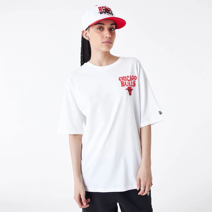 T-Shirt Oversize Chicago Bulls NBA Script Bianca