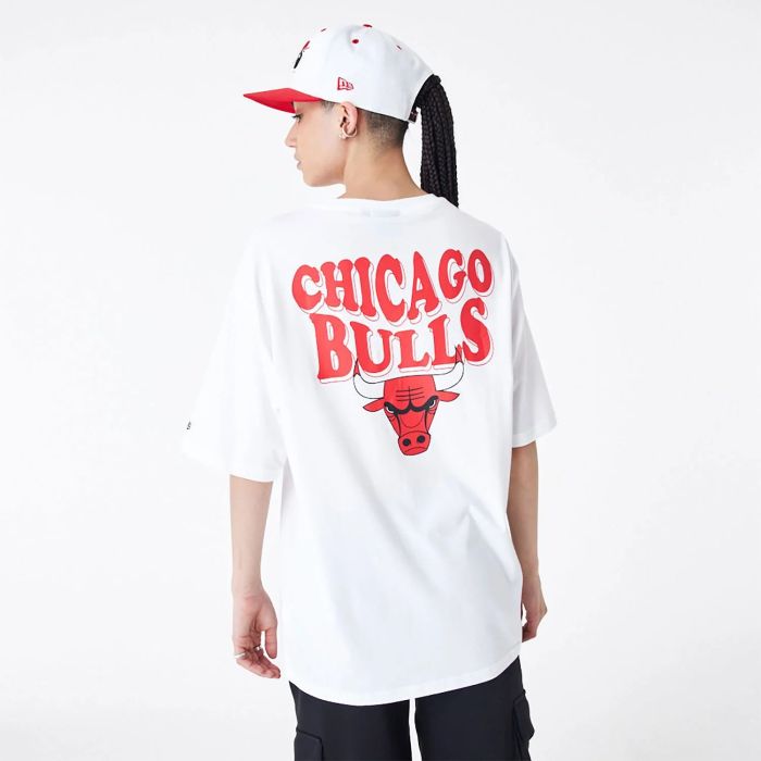 T-Shirt Oversize Chicago Bulls NBA Script Bianca