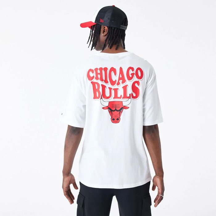 T-Shirt Oversize Chicago Bulls NBA Script Bianca