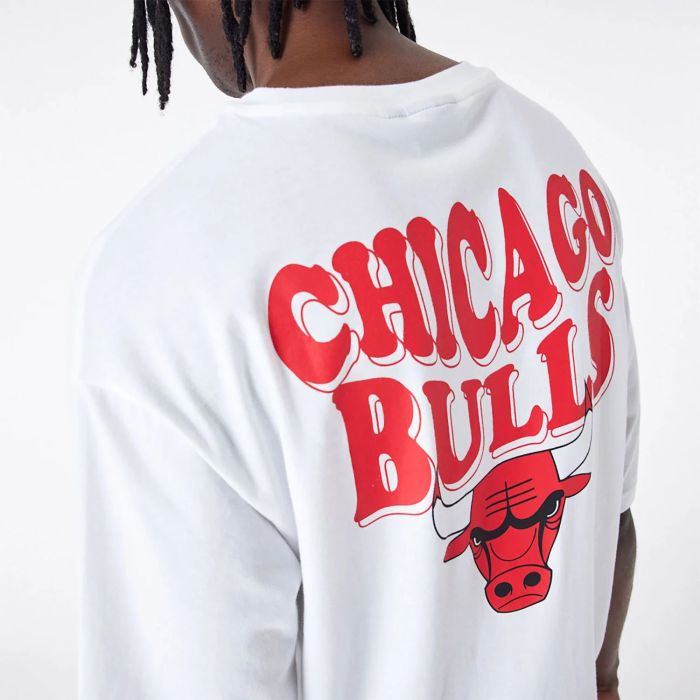 T-Shirt Oversize Chicago Bulls NBA Script Bianca