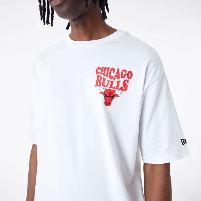 T-Shirt Oversize Chicago Bulls NBA Script Bianca