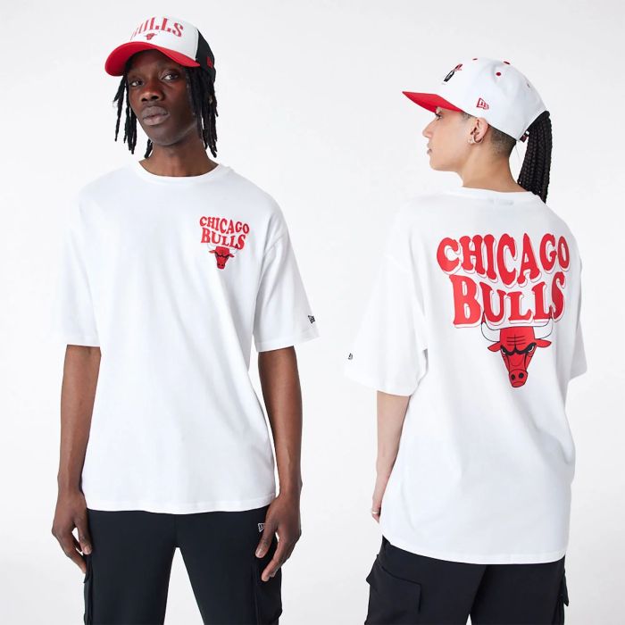 T-Shirt Oversize Chicago Bulls NBA Script Bianca