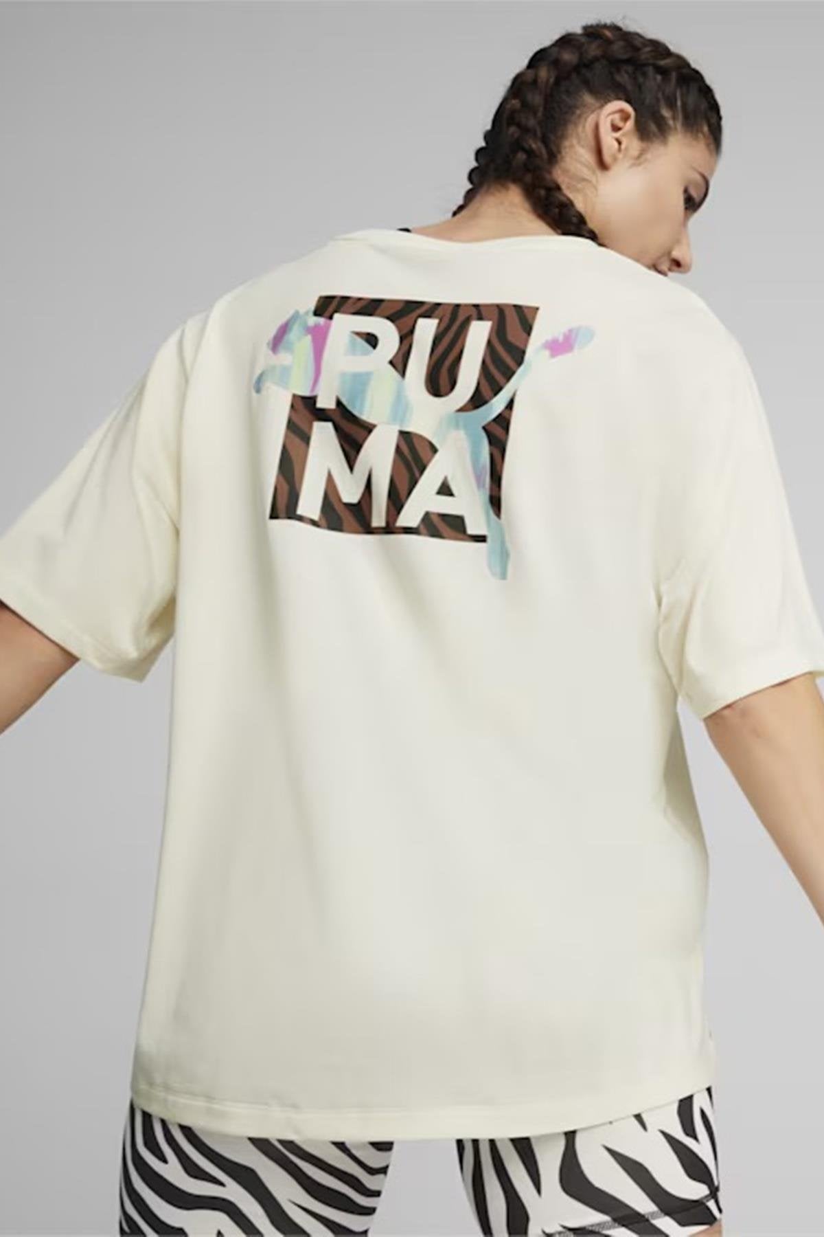 T-shirt da donna panna Boyfriend Animal remix